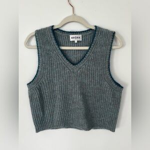 Brora vest knit Mohair Mix Waistcoat Tank Size US 6 UK 10 medium blue green